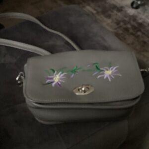 Gray Floral Embroidered Women's Bag
